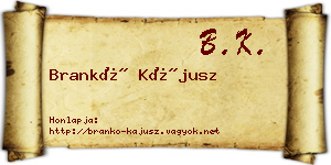Brankó Kájusz névjegykártya